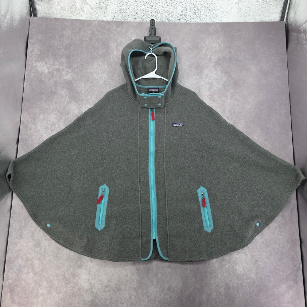 Patagonia Synchilla Fleece Cape Hooded Poncho Grey Turquoise STY25285 M\L
